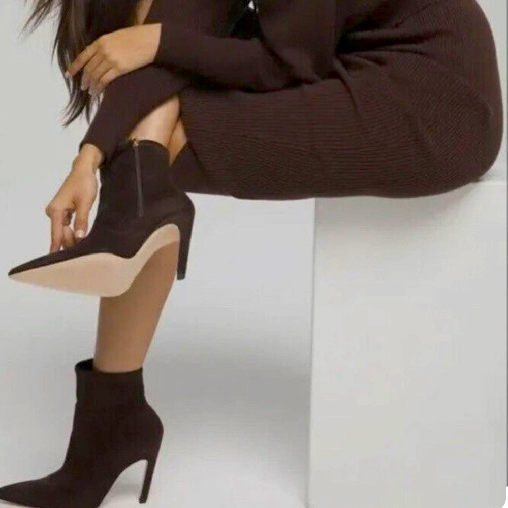 Good American Dark Brown Ankle Booties